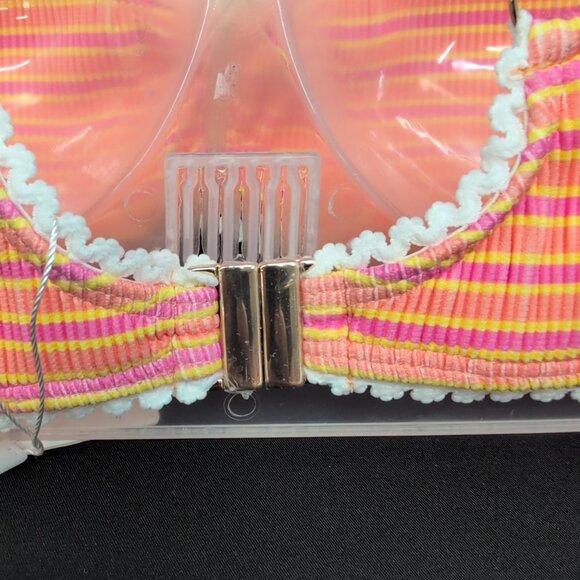 Honey Ribbed Laced Seamless Stripped Bralette Top Bra Size Small Milo - Picture 7 of 12